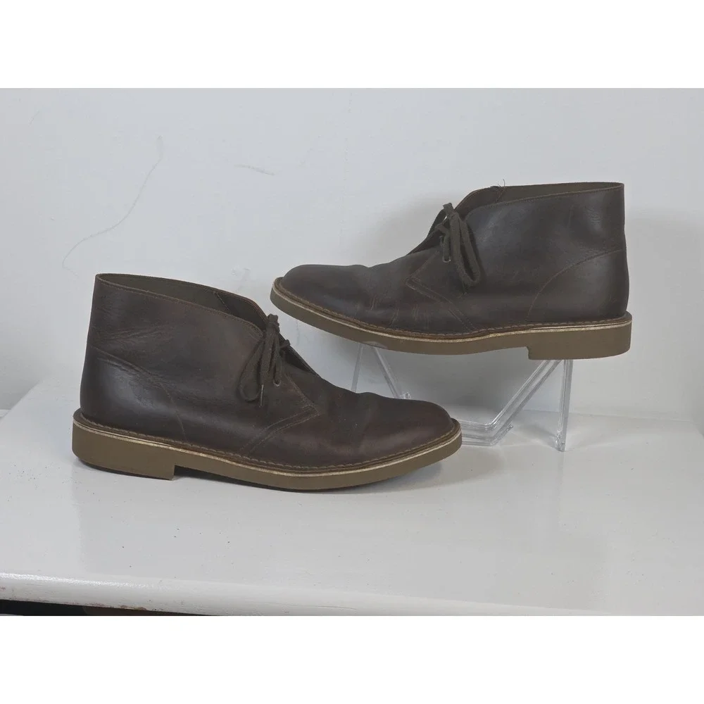 Clarks Mens Sz 13 W Bushacre 2 Brown Leather Chukka Ankle Boots Classic Everyday